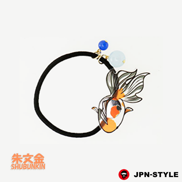 金魚（試作）レジンヘアゴム　和金　朝顔　38ミリ JPN-STYLE STORE】ステンドグラス風 金魚ヘアゴム