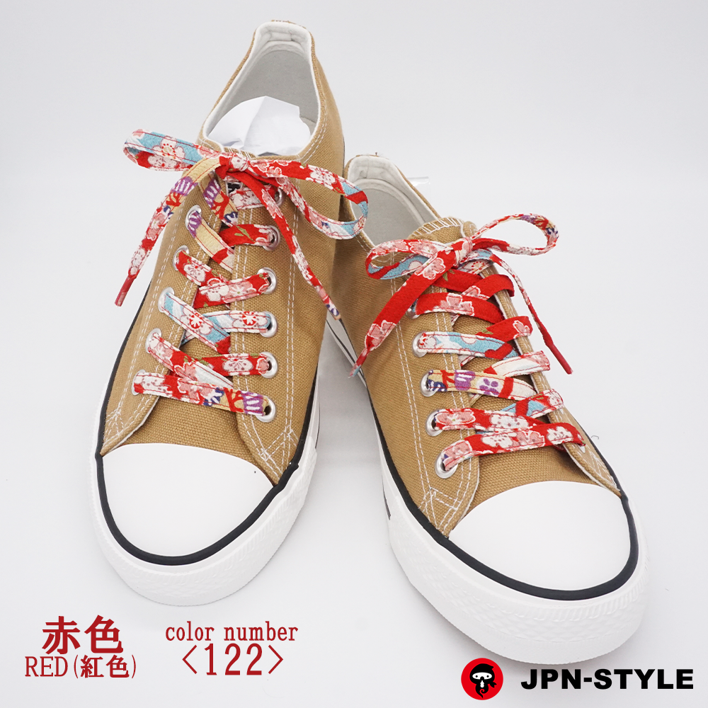 Chirimen shoelace Sakura and bell&lt;RED&gt;