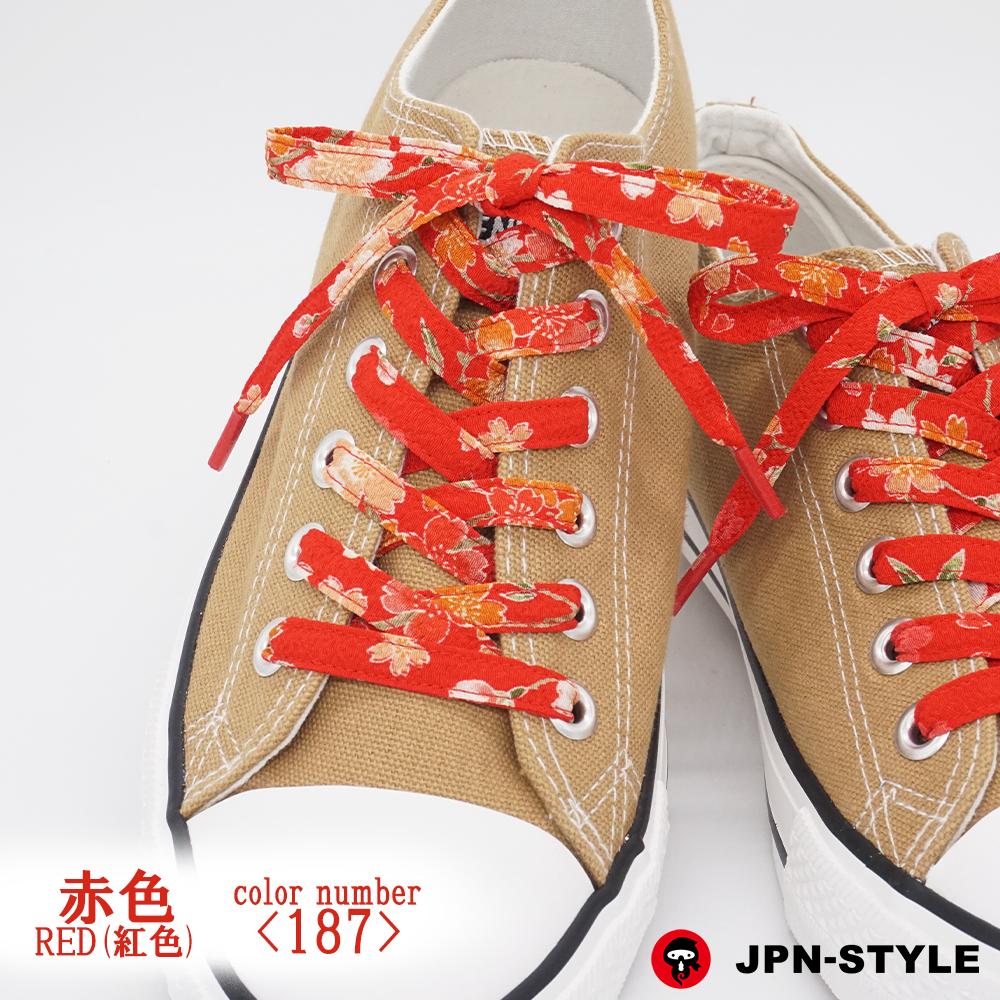 Chirimen shoelace Sakura&lt;RED&gt;