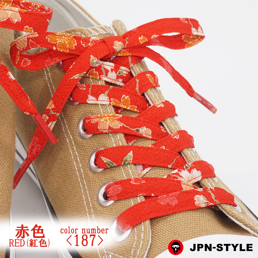 Chirimen shoelace Sakura&lt;RED&gt;