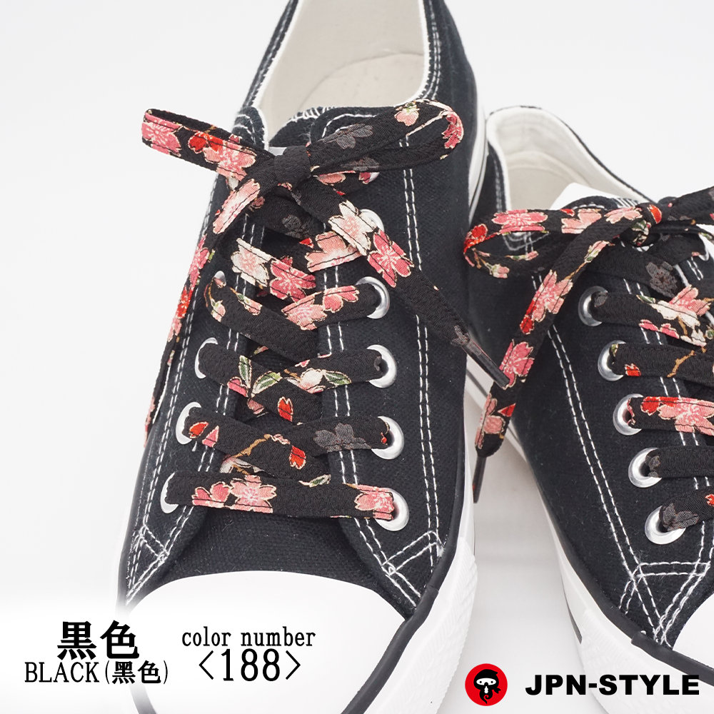 Chirimen shoelace Sakura&lt;BLACK&gt;