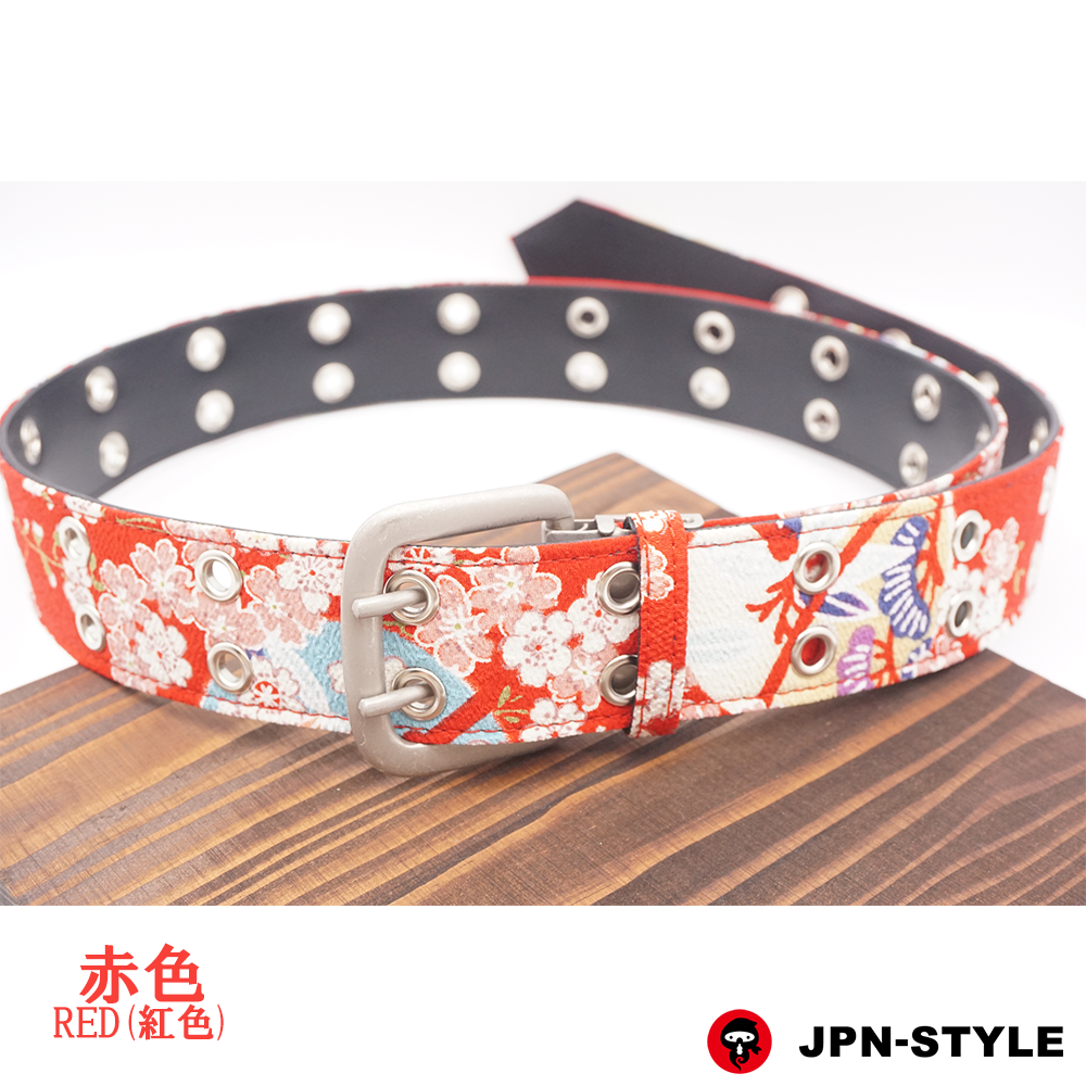 [Cream W pin belt] Sakura and bell