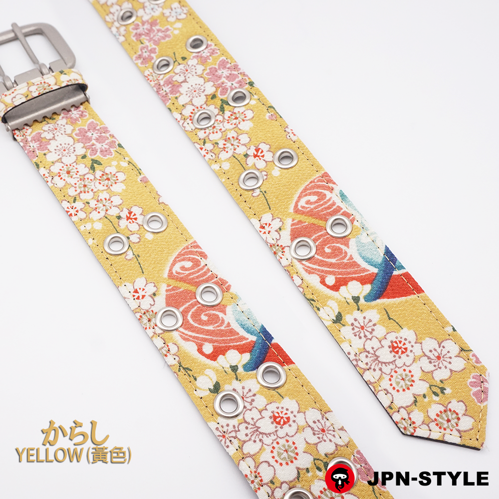 [Cream W pin belt] Sakura and bell