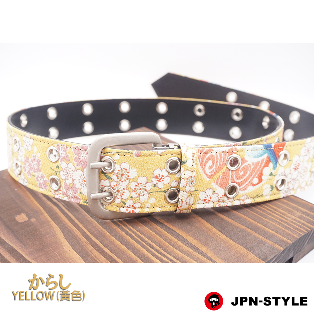 [Cream W pin belt] Sakura and bell