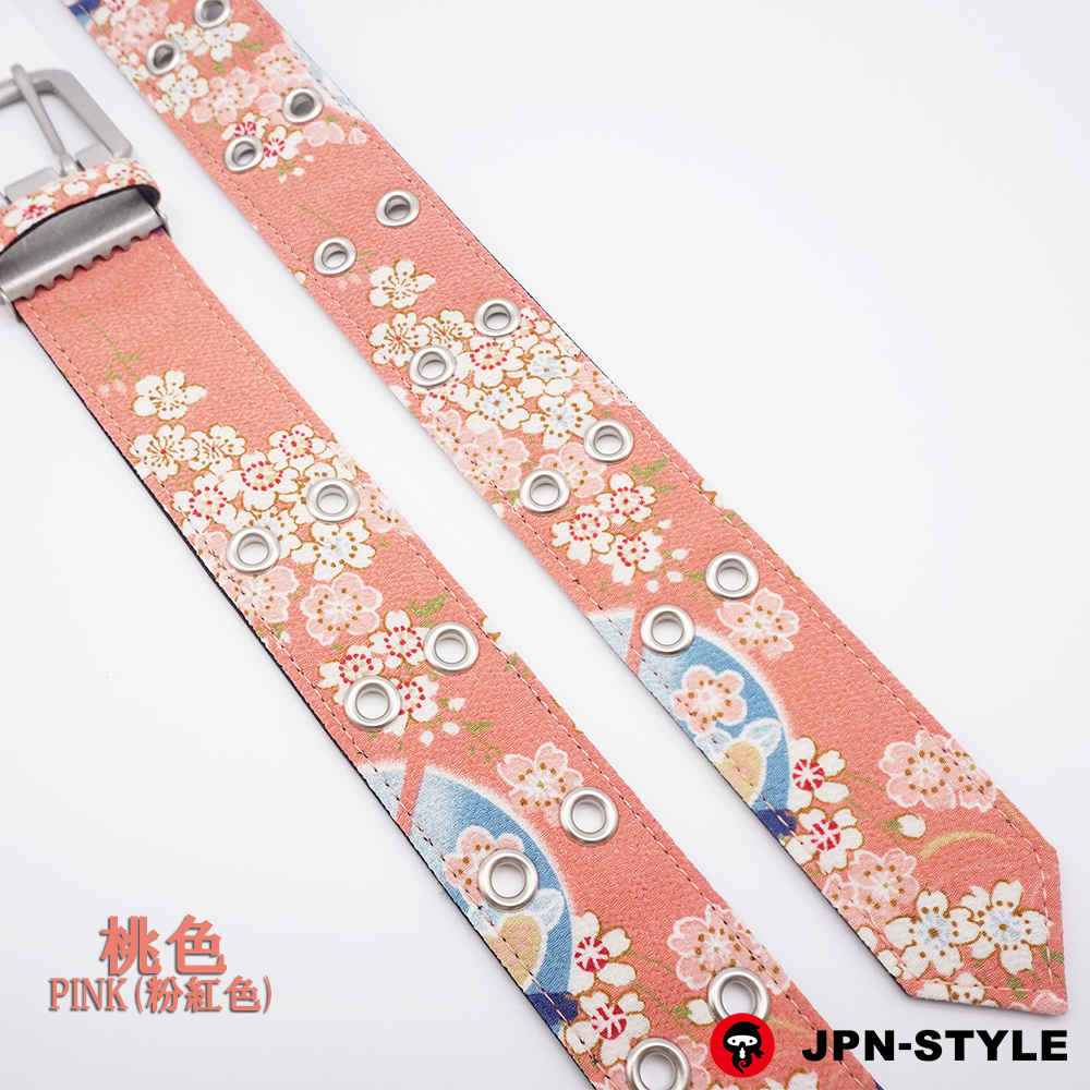 [Cream W pin belt] Sakura and bell