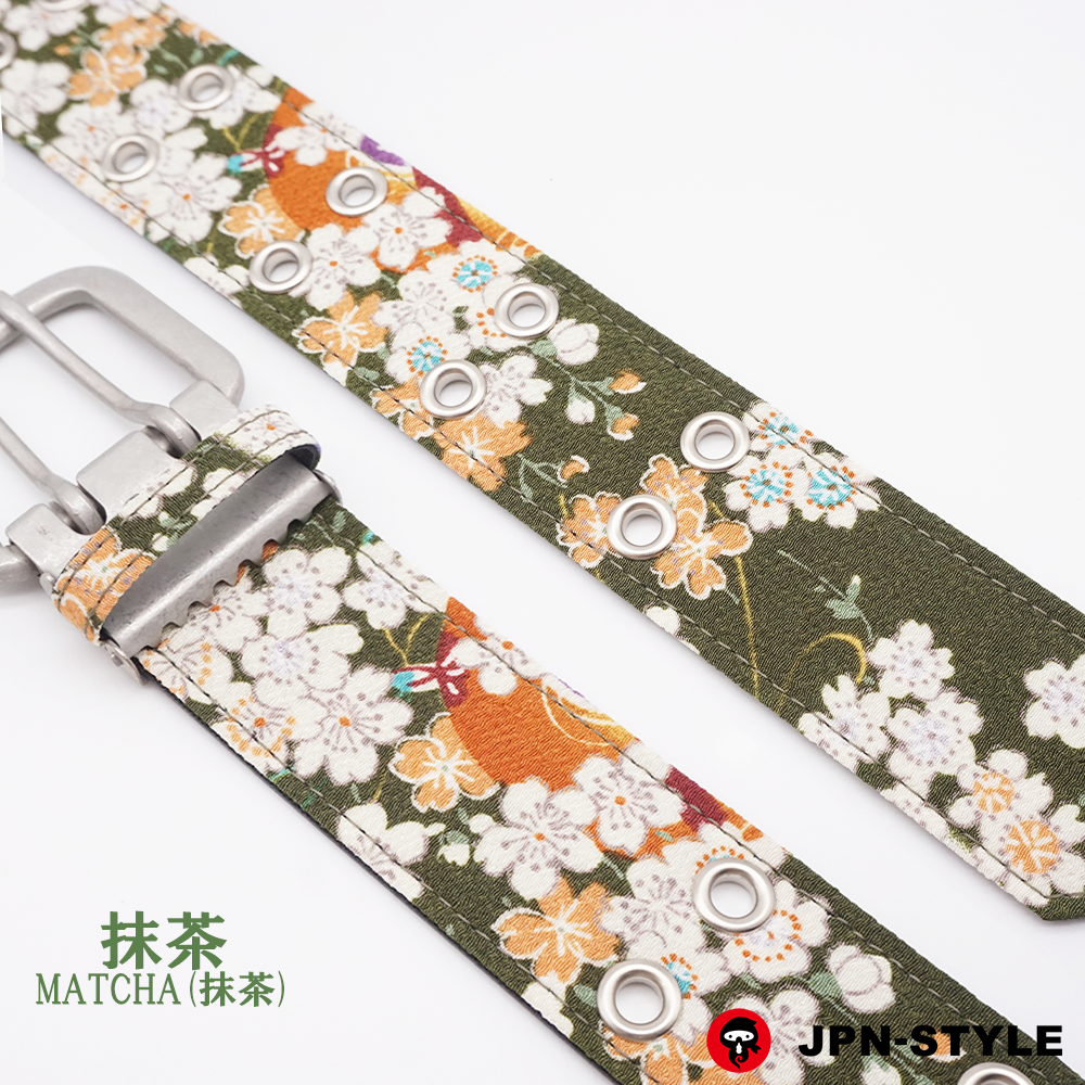 [Cream W pin belt] Sakura and bell