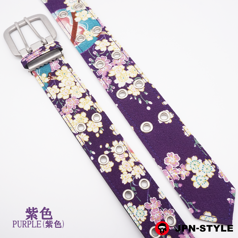 [Cream W pin belt] Sakura and bell