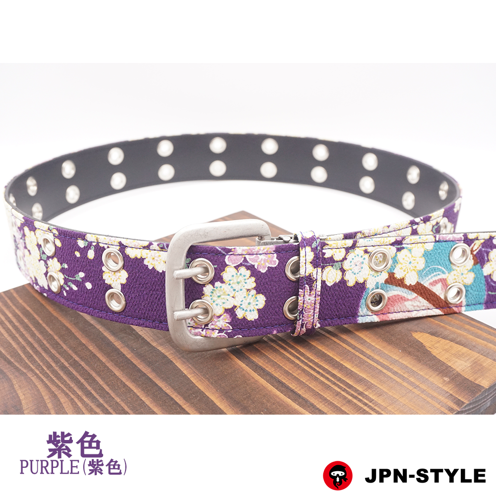 [Cream W pin belt] Sakura and bell