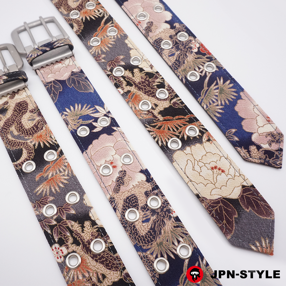 [Cream W pin belt] Dragon and Peony