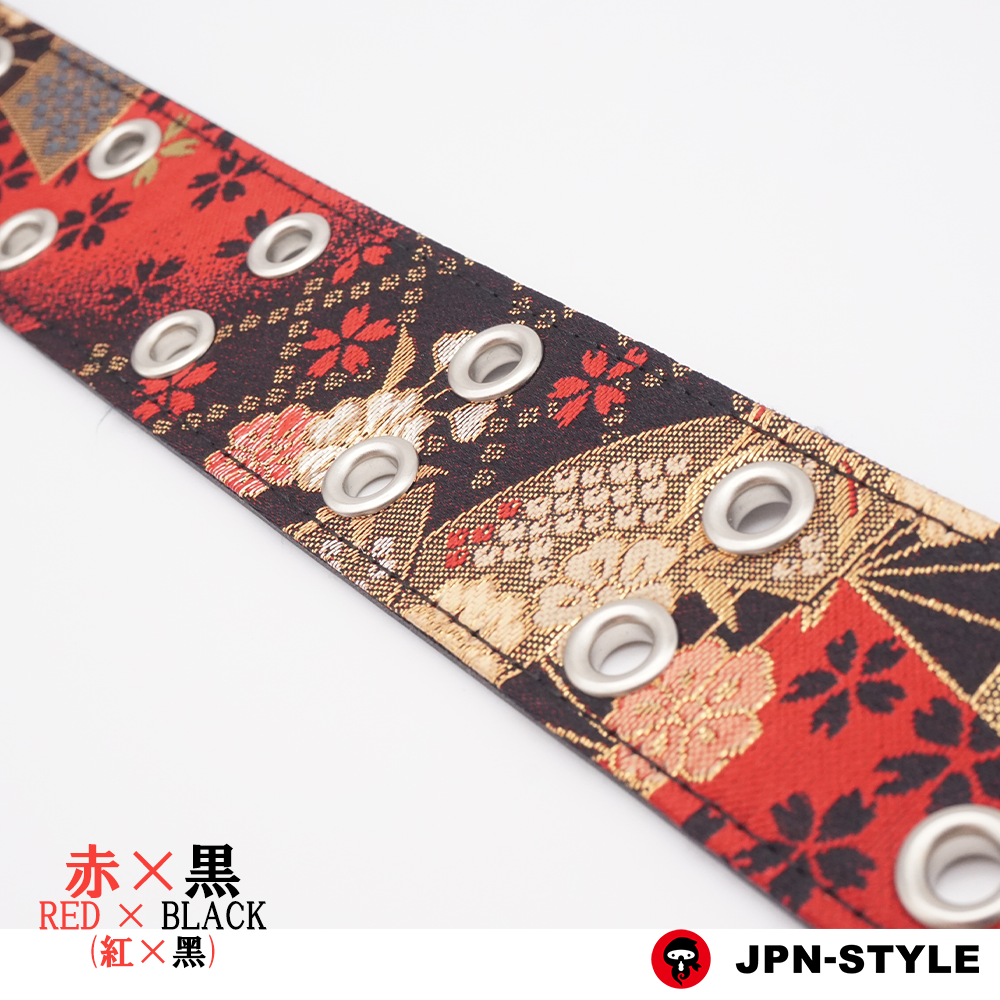 [Gold brocade W pin belt] Sakura and fan