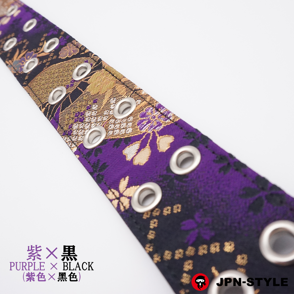 [Gold brocade W pin belt] Sakura and fan