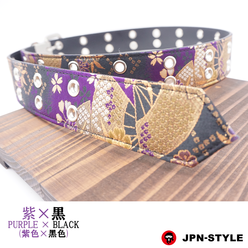 [Gold brocade W pin belt] Sakura and fan