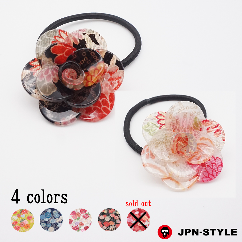 Camellia acrylic decorative hair elastic