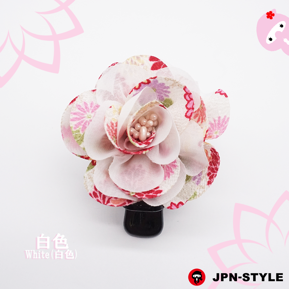 [Peony] Chirimen &amp; chiffon single-edged bance clip