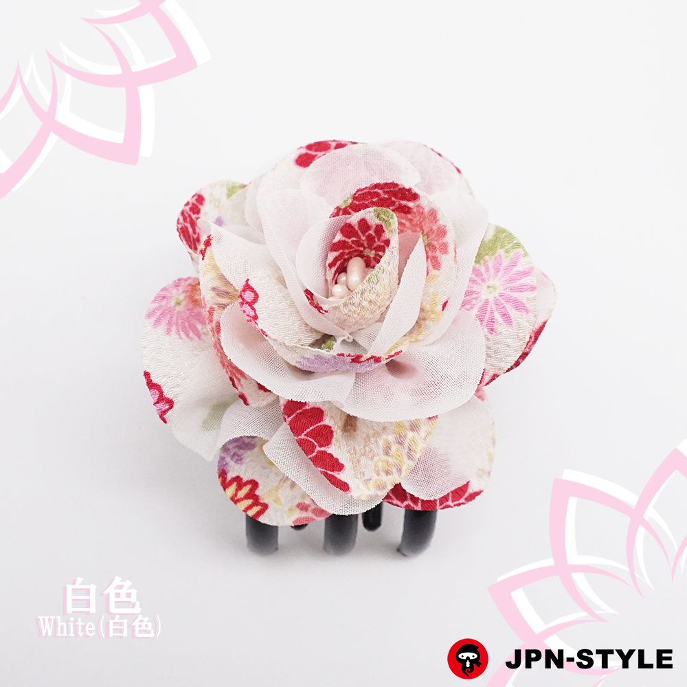 [Peony] Chirimen &amp; chiffon single-edged bance clip