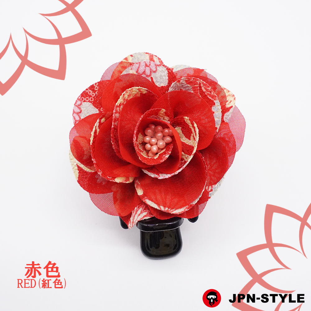 [Peony] Chirimen &amp; chiffon single-edged bance clip