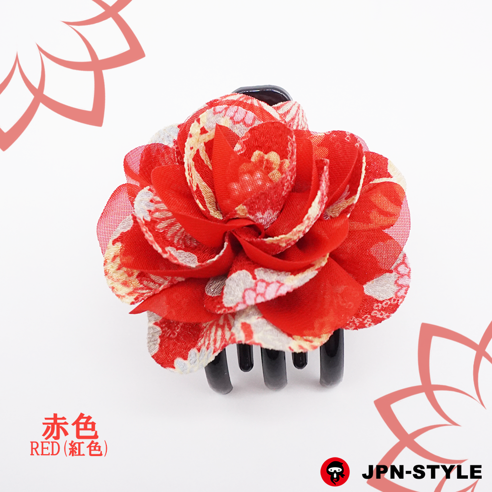 [Peony] Chirimen &amp; chiffon single-edged bance clip