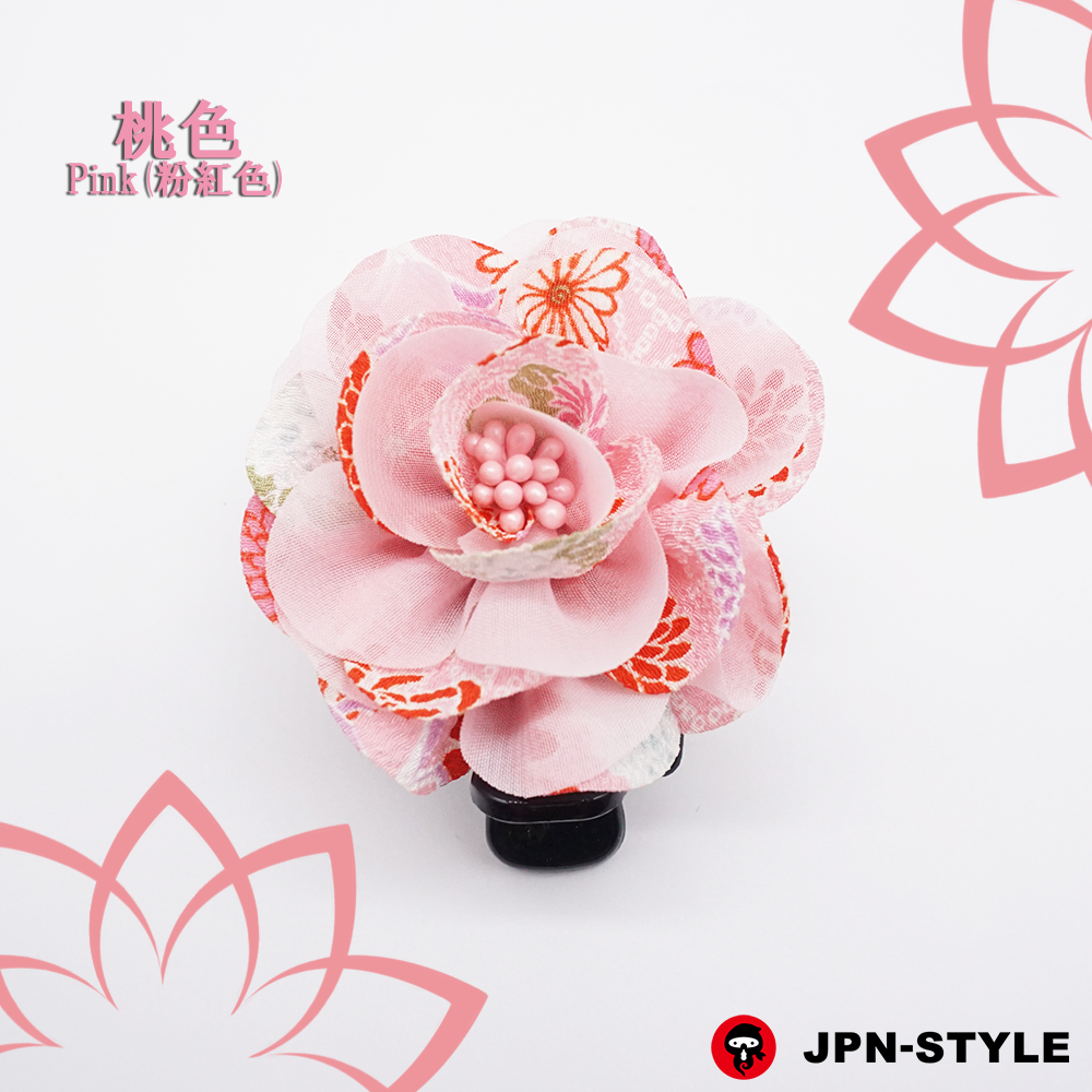 [Peony] Chirimen &amp; chiffon single-edged bance clip