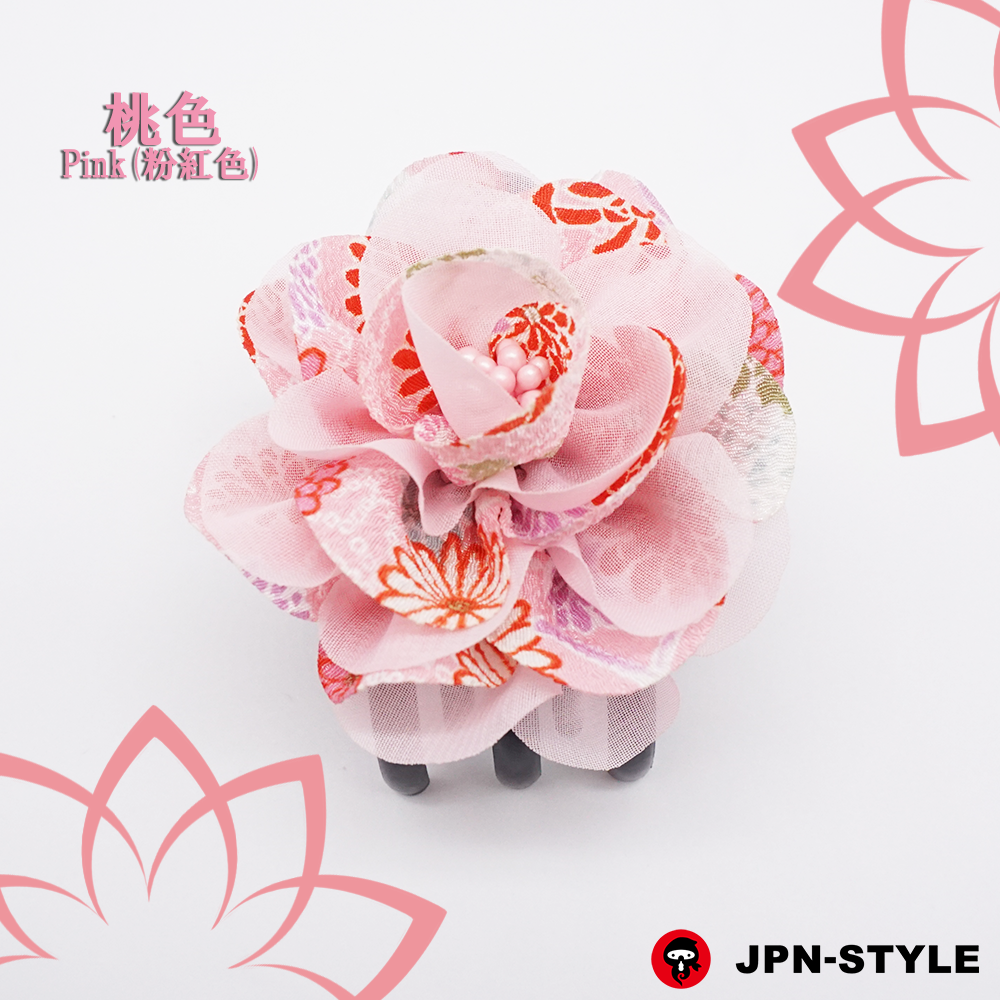 [Peony] Chirimen &amp; chiffon single-edged bance clip