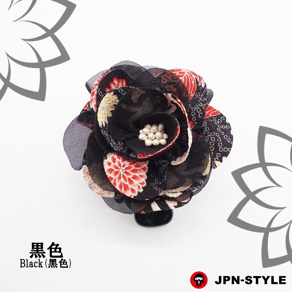 [Peony] Chirimen &amp; chiffon single-edged bance clip