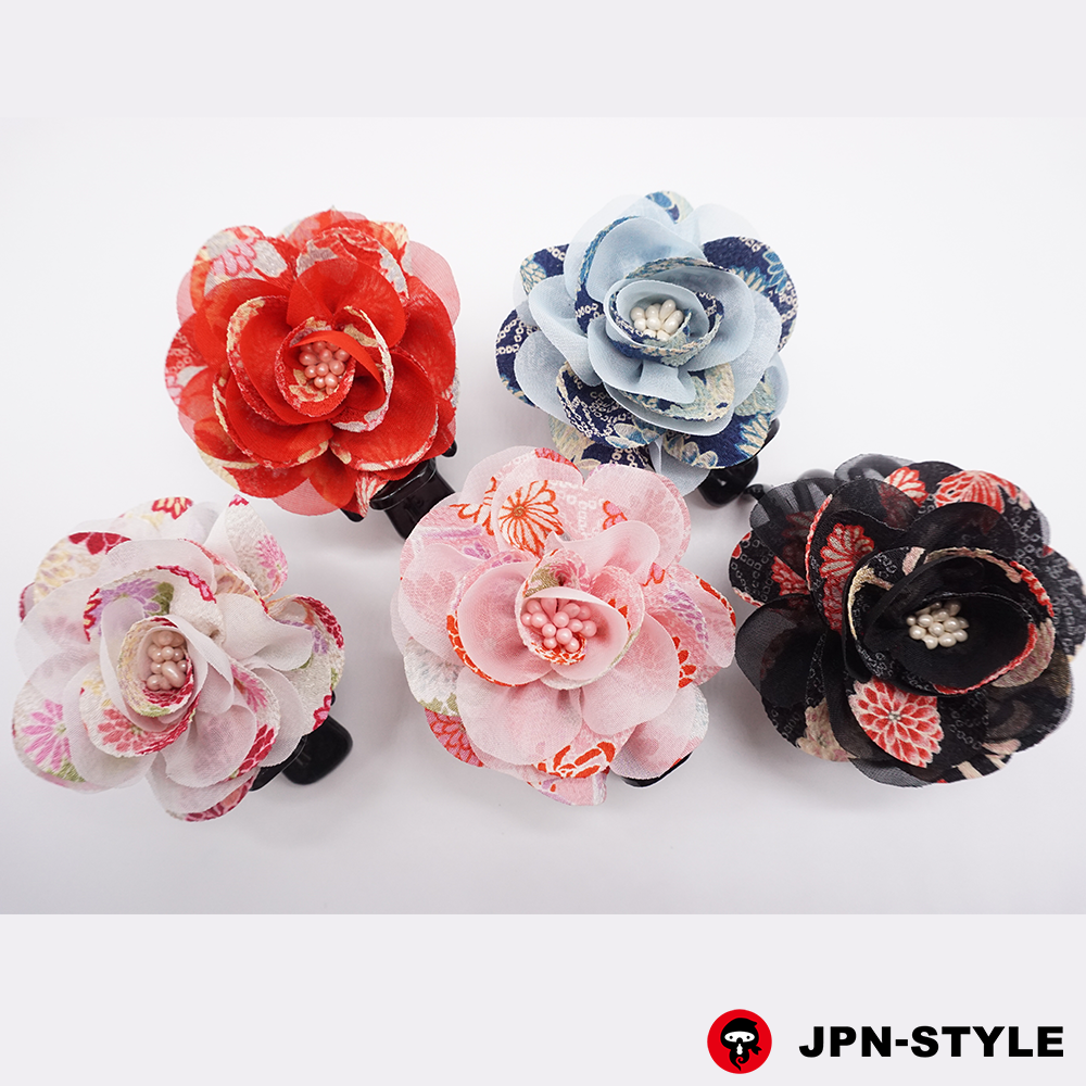 [Peony] Chirimen &amp; chiffon single-edged bance clip