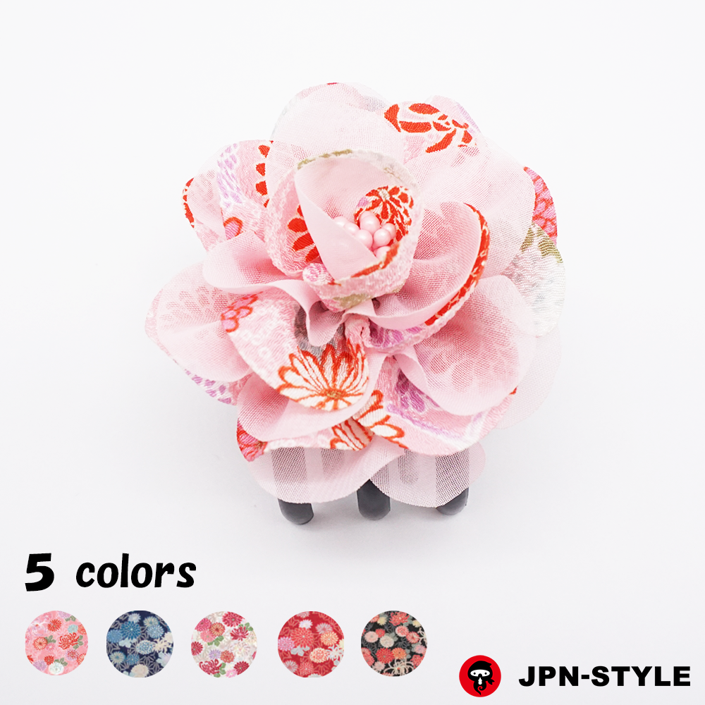 [Peony] Chirimen &amp; chiffon single-edged bance clip