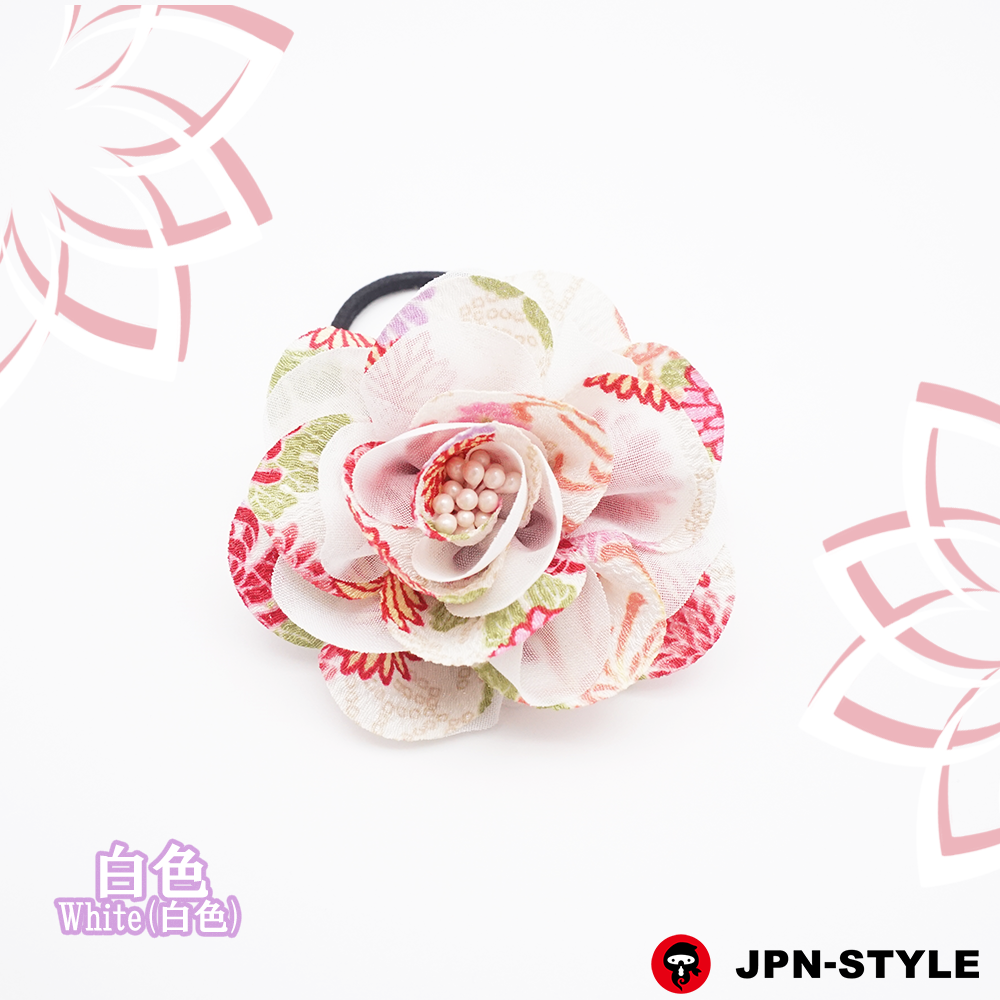 [Peony] Chirimen &amp; chiffon hair elastic