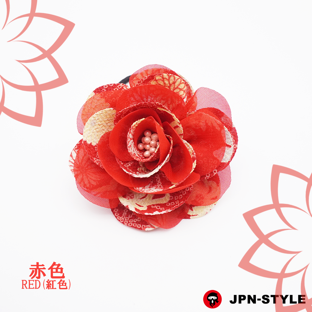 [Peony] Chirimen &amp; chiffon hair elastic