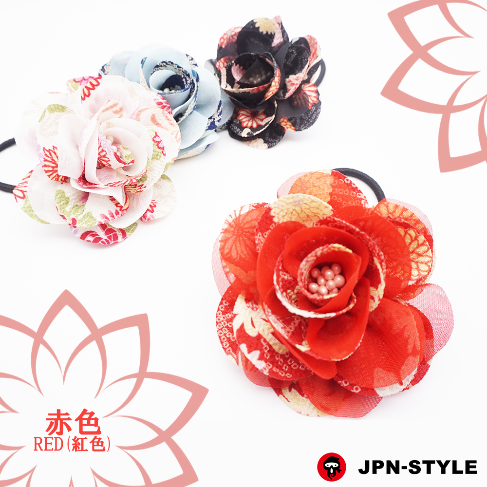 [Peony] Chirimen &amp; chiffon hair elastic