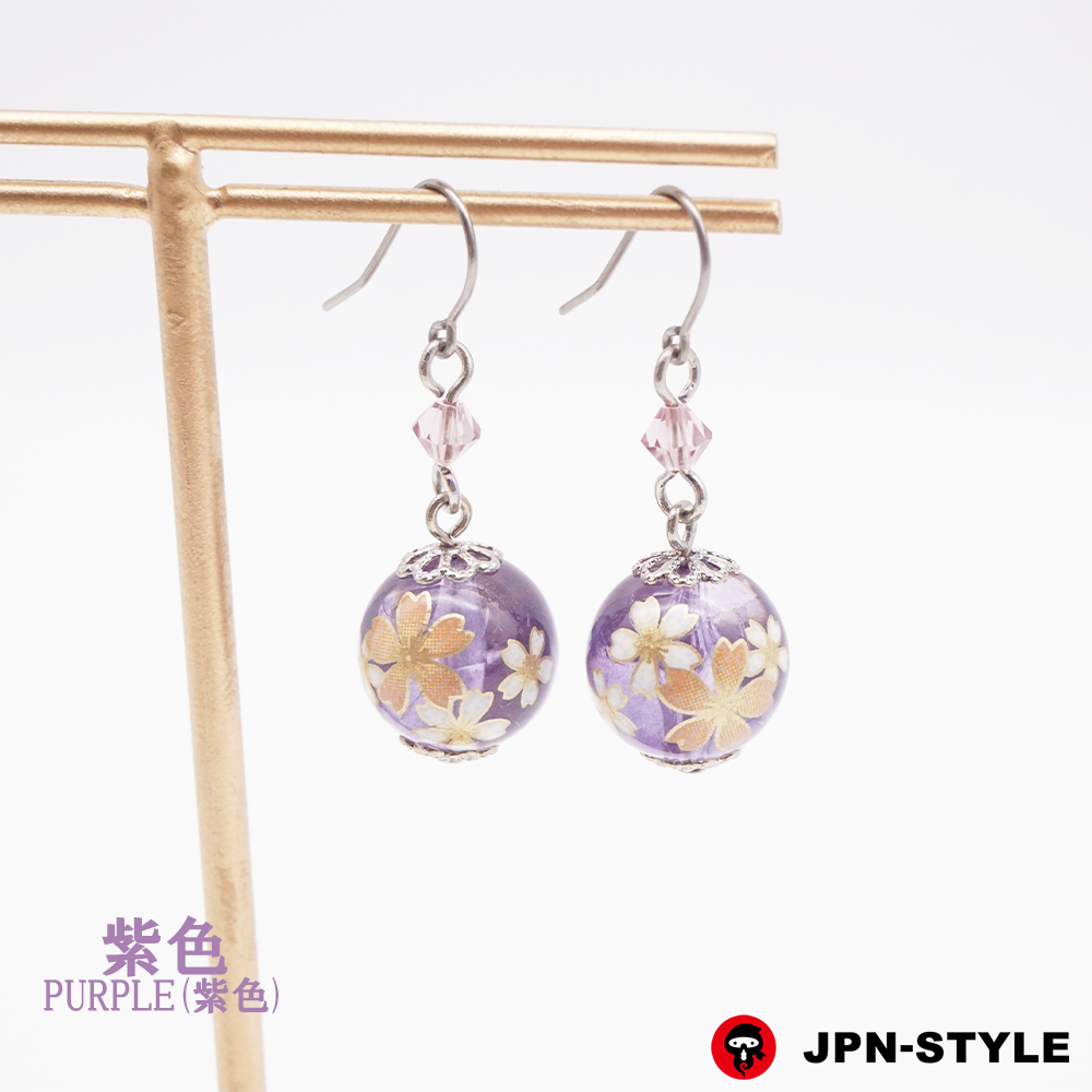 Japanese ball clear earrings Sakura - JPN-STYLE