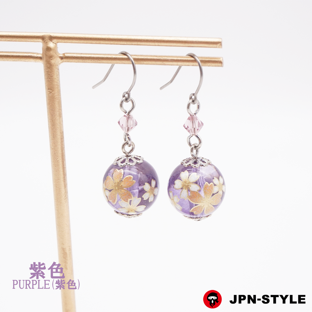 Japanese ball clear earrings Sakura