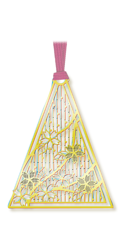 Gold bookmark &quot;Cherry blossoms in a triangular window&quot;