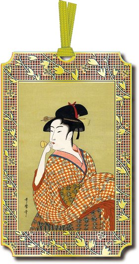 Ukiyo-e Bookmark &quot;Utamaro: A Beautiful Woman Blowing a Bedro&quot;